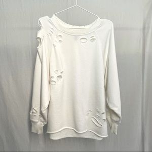 Aerie Ripped White Sweater